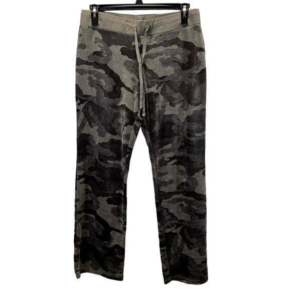 NY&C Sweatsuit Womens L Grey Camo Hooded Velour Zip Front Jacket Pull On Pants - Picture 7 of 16